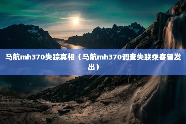 马航mh370失踪真相（马航mh370调查失联乘客曾发出）