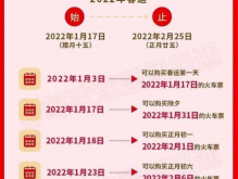 2022年春运火车票什么时间开售？将于1月3日开售