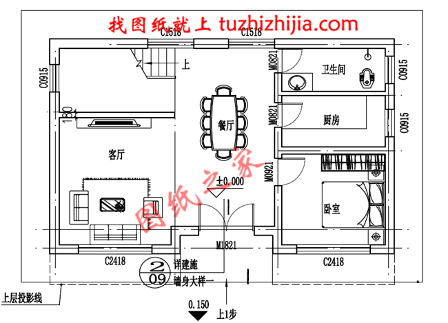 经济实用新农村二层房屋设计图纸，占地80平米，造价15万左右