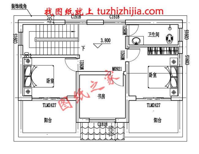 经济实用新农村二层房屋设计图纸，占地80平米，造价15万左右